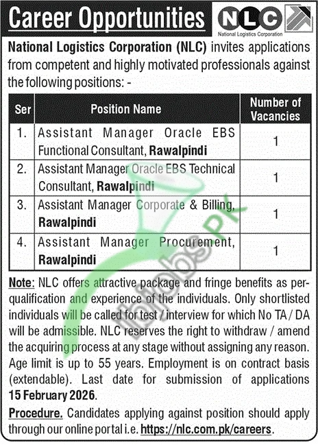 National Logistics Corporation (NLC) Jobs 2026 Online Apply | Latest Government Jobs in Pakistan